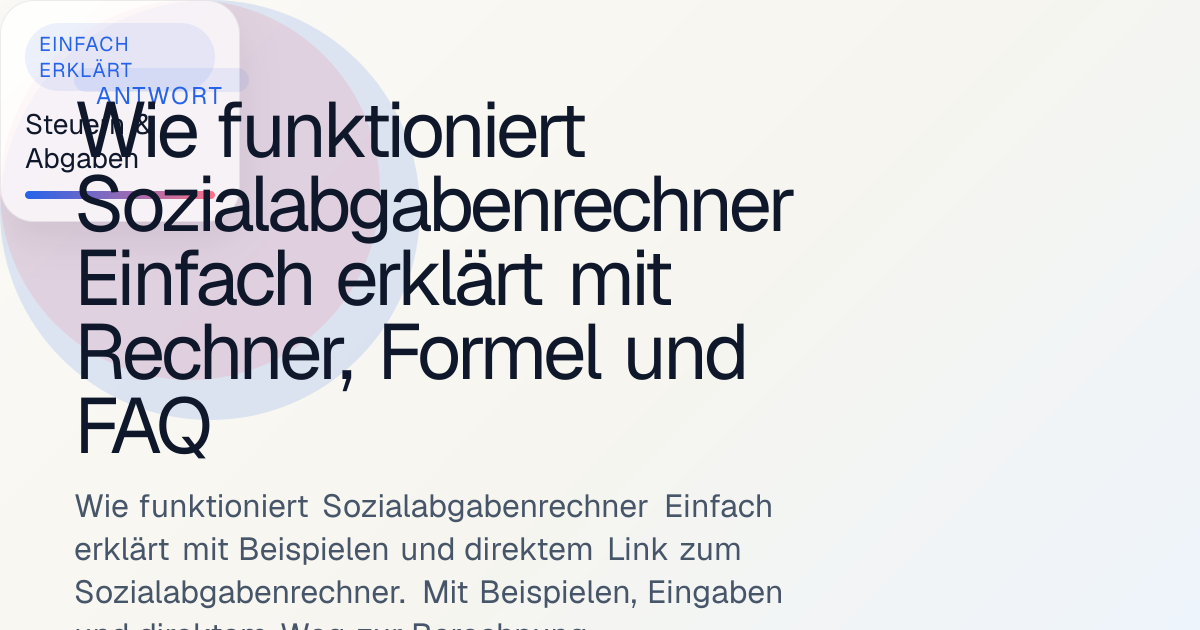 Wie funktioniert Sozialabgabenrechner Einfach erklärt mit Rechner ...