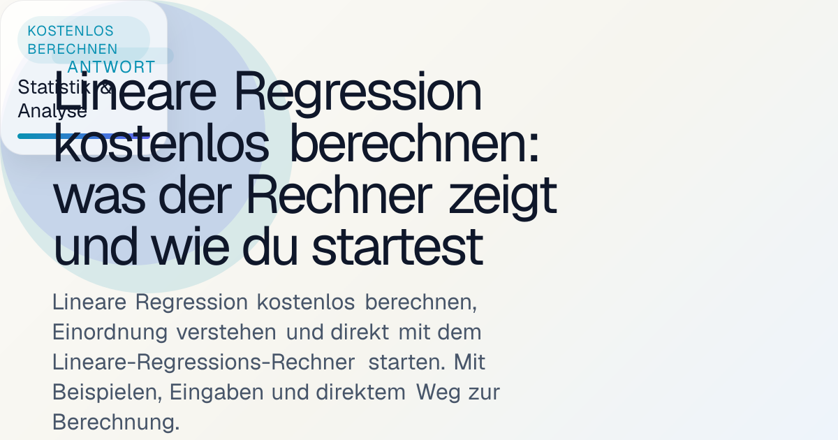 Lineare Regression kostenlos berechnen: was der Rechner zeigt und wie ...