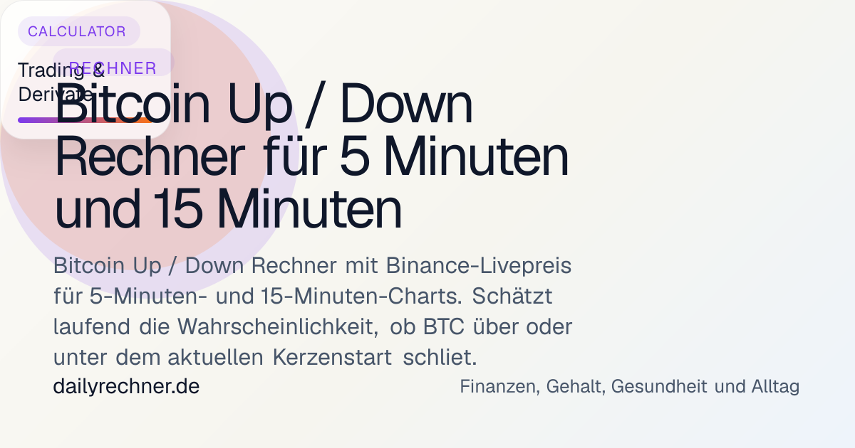 Bitcoin Up / Down Rechner live für 5m und 15m | BTC Candle ...